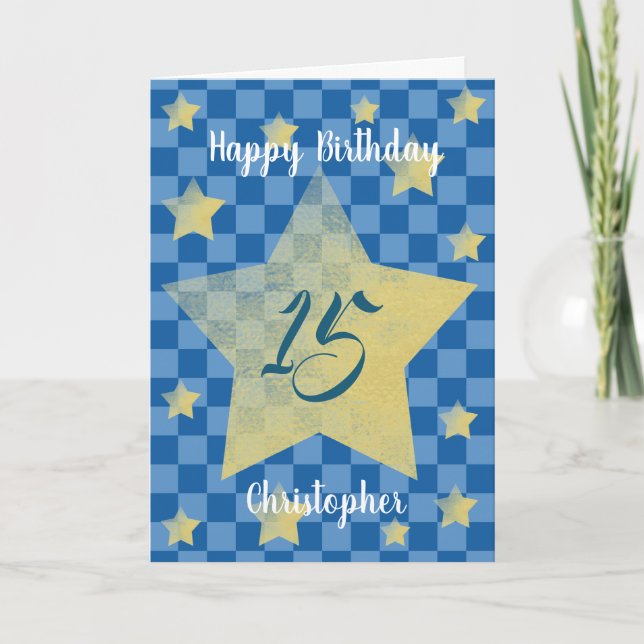 Personalised Happy 15th Birthday Boy Card (Front)