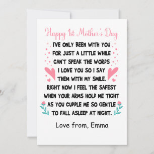 Personalised Happy 1st Mother's Day, Custom Names Holiday Card