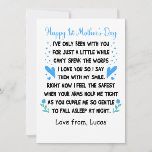 Personalised Happy 1st Mother's Day, Custom Names  Holiday Card
