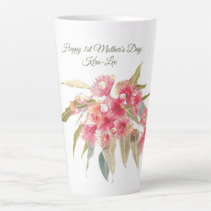 Personalised Happy 1st Mother's Day Pink Floral Latte Mug
