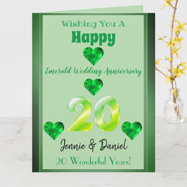 Personalised Happy 20th Wedding Anniversary Card  (Yellow Flower)