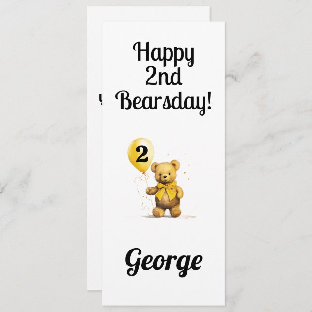 Personalised Happy 2nd Birthday Congratulations Card (Front/Back)