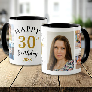 Personalised Happy 30th Birthday 5 Photo Collage Mug