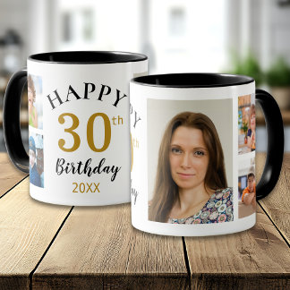 Personalised Happy 30th Birthday 5 Photo Collage Mug