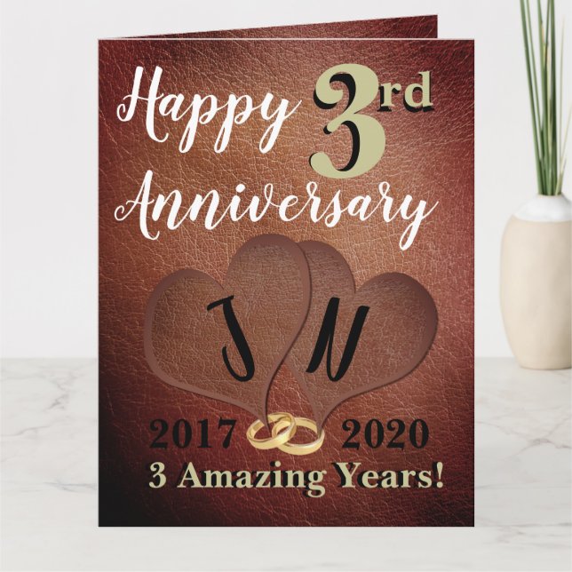 Personalised Happy 3rd Wedding Anniversary Card (Front)