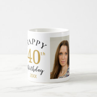 Personalised Happy 40th Birthday 5 Photo Collage Coffee Mug