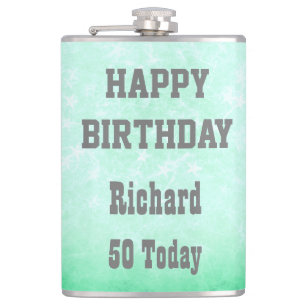 Personalised Happy 50th Birthday design Hip Flask