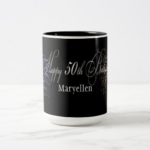 Personalised Happy 50th Birthday Fireworks Mug