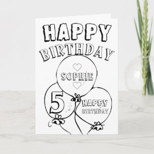 Personalised Happy 5th Birthday Colouring Card