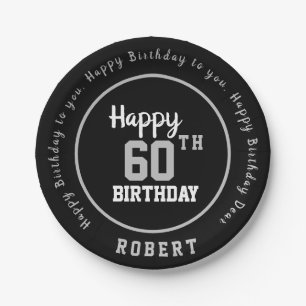 Personalised Happy 60th Birthday Party Paper Plate