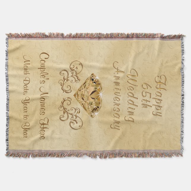Personalised Happy 65th Anniversary Gifts Ideas Throw Blanket (Front)
