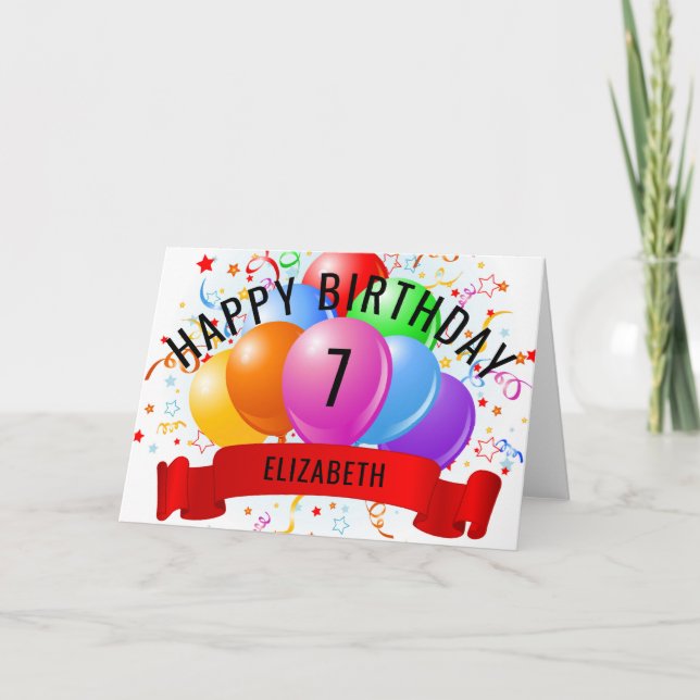 Personalised Happy 7th Birthday  Card (Front)