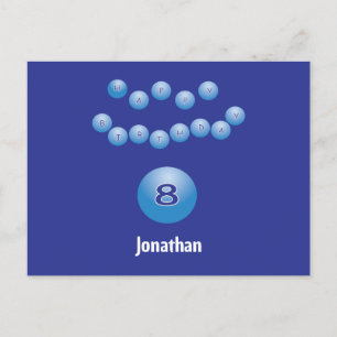 Personalised Happy 8th Birthday Bouncing Balls Postcard
