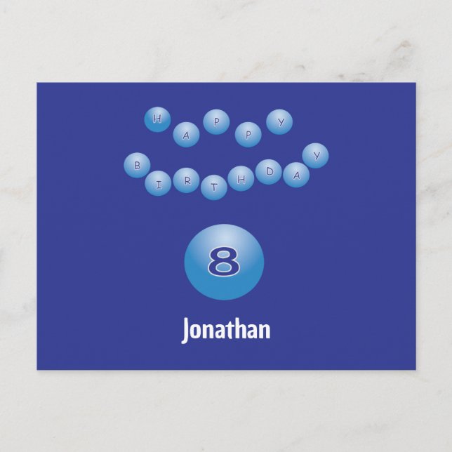 Personalised Happy 8th Birthday Bouncing Balls Postcard (Front)
