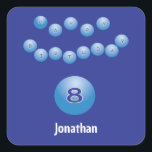 Personalised Happy 8th Birthday Bouncing Balls Square Sticker<br><div class="desc">Personalised these ping pong ball 8th birthday stickers with the name of the birthday boy (or girl)!</div>