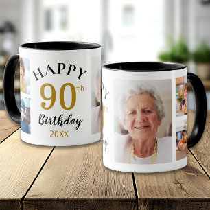 Personalised Happy 90th Birthday 5 Photo Collage Mug