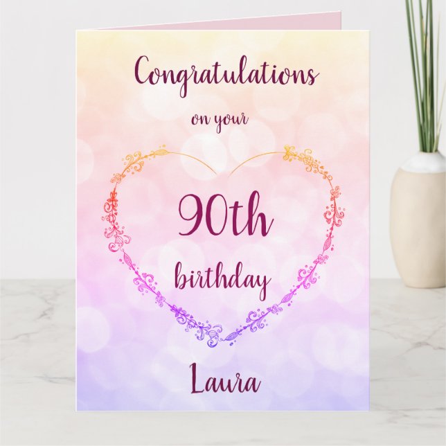 Personalised Happy 90th Birthday Card (Front)