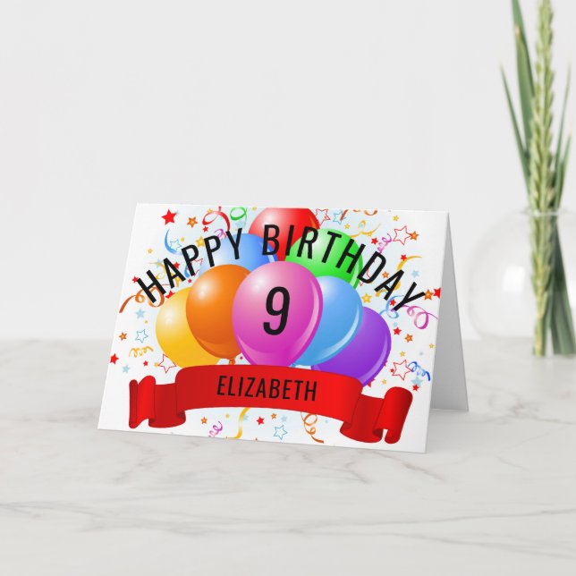 Personalised Happy 9th Birthday  Card (Front)