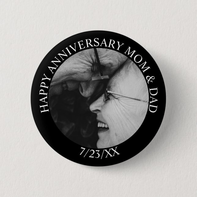 Personalised Happy Anniversary 6 Cm Round Badge (Front)