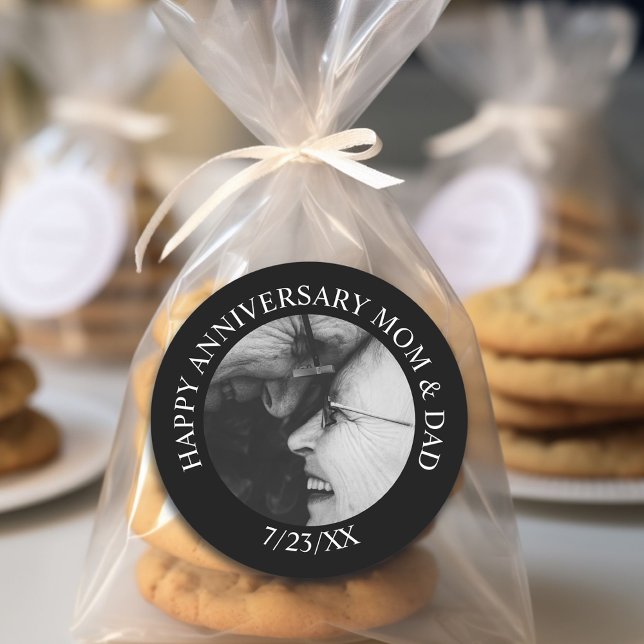 Personalised Happy Anniversary Classic Round Sticker (Creator Uploaded)