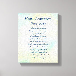 Personalised Happy Anniversary Poem Art Canvas Print