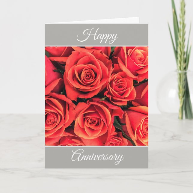 Personalised Happy Anniversary Roses Greeting Card (Front)