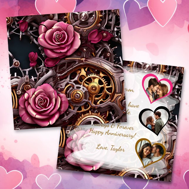 Personalised Happy Anniversary Steampunk Photo Card (Creator Uploaded)
