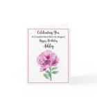 Personalised  Happy August Birthday Purple Poppy