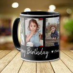 Personalised Happy Birthday 5 Photo Collage Black Mug<br><div class="desc">Unique keepsake mug gift for grandparents birthday with happy birthday typography and 5 photos of grandchildren with their names.</div>