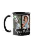 Personalised Happy Birthday 5 Photo Collage Black