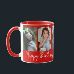 Personalised Happy Birthday 5 Photo Collage Red Mug<br><div class="desc">Unique keepsake mug gift for grandparents birthday with happy birthday typography and 5 photos of grandchildren with their names.</div>