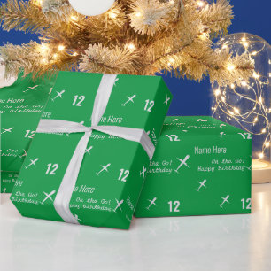 Personalised Happy Birthday Aeroplane Irish Green Wrapping Paper