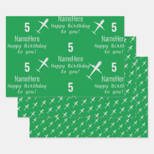 Personalised Happy Birthday Aeroplane Irish Green Wrapping Paper Sheet