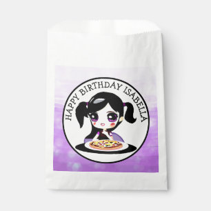 Personalised Happy Birthday Anime Girl Pizza Party Favour Bags