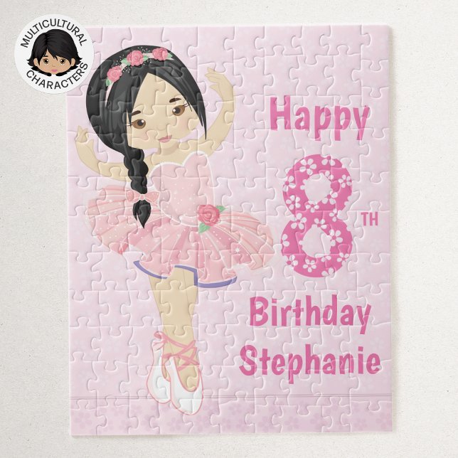 Personalised Happy Birthday Asian Ballerina Jigsaw Puzzle (Creator Uploaded)
