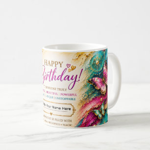 Personalised Happy Birthday™ August Birth Flower Coffee Mug