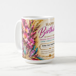 Personalised Happy Birthday™ August Birth Flower Coffee Mug