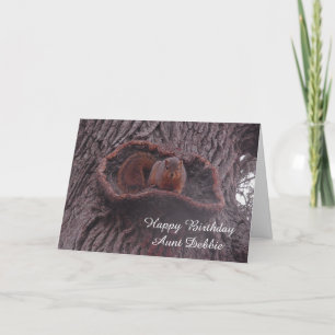 Personalised Happy Birthday Aunt Cute Squirrel Car Card