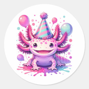 Personalised Happy Birthday Axolotl Classic Round Sticker