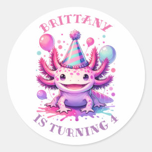 Personalised Happy Birthday Axolotl  Classic Round Sticker