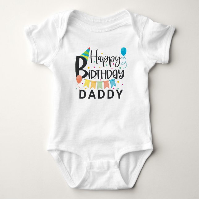 Personalised Happy Birthday Baby Bodysuit (Front)