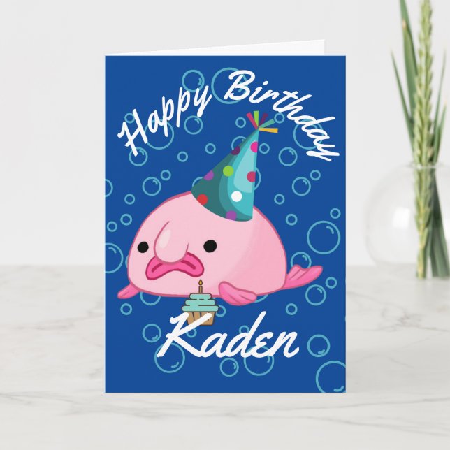 Personalised Happy Birthday Blobfish   Card (Front)