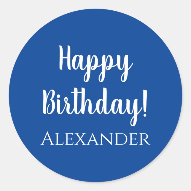 Personalised Happy Birthday Blue Gift Label (Front)