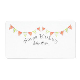 Personalised happy birthday bunting gift labels