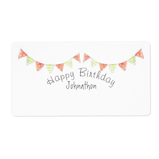 Personalised happy birthday bunting gift labels (Front)
