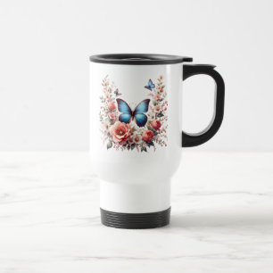 Personalised Happy Birthday Butterfly Floral-96280 Travel Mug
