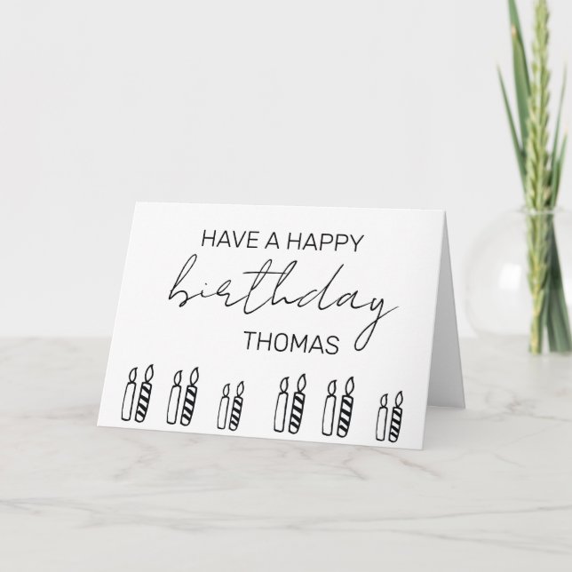 Personalised Happy Birthday Candles Minimalistic  Card (Front)