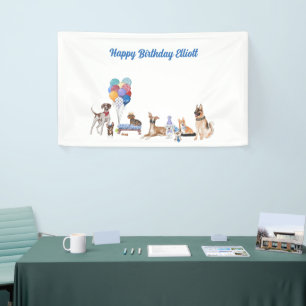 Personalised Happy Birthday Canine Dog Breeds Banner