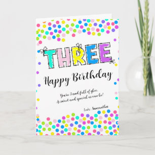 Personalised Happy Birthday Card Girl Age 3