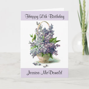 Personalised Happy Birthday Card with Lilacs